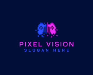 Pixel Controller Glitch logo design