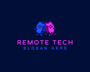 Remote - Pixel Controller Glitch logo design