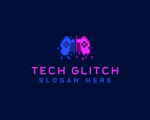 Pixel Controller Glitch logo design