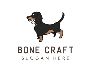 Bone - Dachshund Chewing Bone logo design