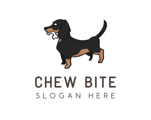 Chew - Dachshund Chewing Bone logo design