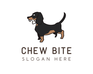 Dachshund Chewing Bone logo design