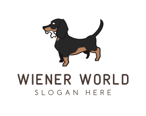 Dachshund Chewing Bone logo design