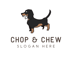 Dachshund Chewing Bone logo design
