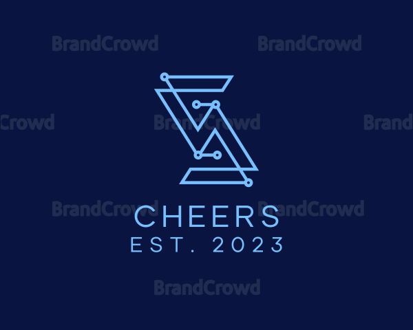 Blue Circuit Letter S Logo
