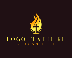 Crucifix - Holy Fire Cross logo design