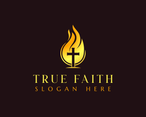 Belief - Holy Fire Cross logo design