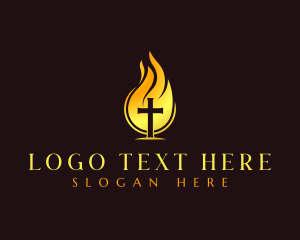 Catholic - Holy Fire Cross logo design