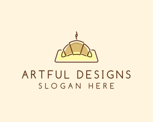 Minimalist Hot Croissant logo design