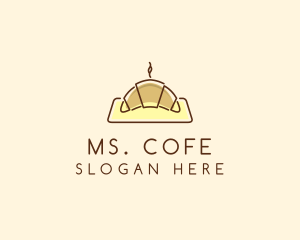 Minimalist Hot Croissant logo design