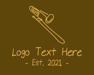 Instrument - Golden Trumpet Monoline logo design