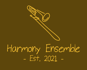 Orchestra - Golden Trumpet Monoline logo design