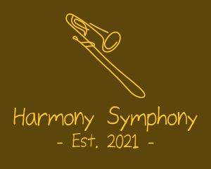 Orchestra - Golden Trumpet Monoline logo design