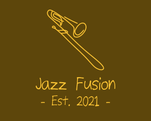 Jazz - Golden Trumpet Monoline logo design