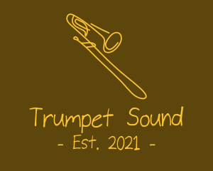 Trumpet - Golden Trumpet Monoline logo design