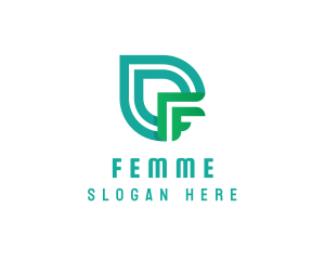 Organic Leaf Letter F logo design