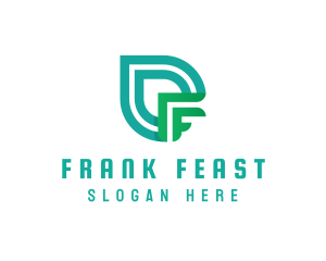 Organic Leaf Letter F logo design