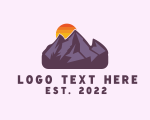 Rock Climbing - Mountain Range Sunset logo design