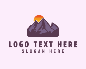 Rock Climbing - Mountain Range Sunset logo design