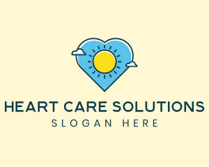 Sun Clouds Heart logo design