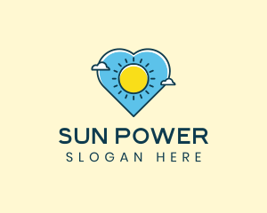 Sun Clouds Heart logo design