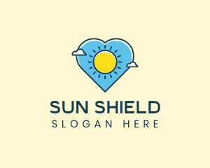 Sun Clouds Heart logo design