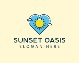 Sun Clouds Heart logo design