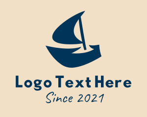 Ship - Blue Sail Boat logo design