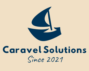 Caravel - Blue Sail Boat logo design