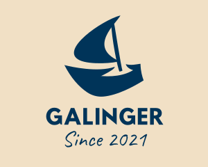 Fishing - Blue Sail Boat logo design