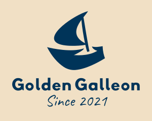 Galleon - Blue Sail Boat logo design