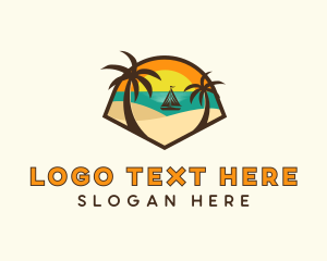 Palm Tree - Sunset Beach Resort logo design