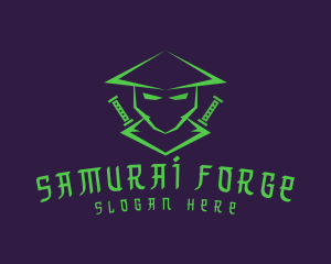 Green Samurai Warrior  logo design