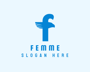 Blue Eagle Letter F logo design