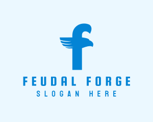 Blue Eagle Letter F logo design