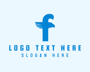 Flying - Blue Eagle Letter F logo design