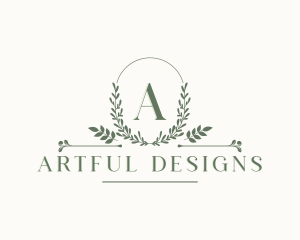 Botanical Leaf Wreath logo design