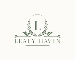 Botanical Leaf Wreath logo design