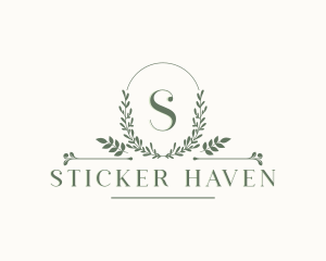 Botanical Leaf Wreath logo design