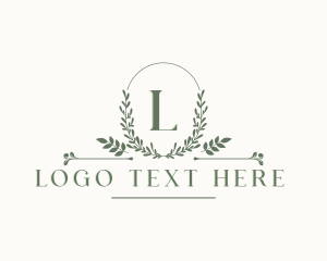 Botanical Leaf Wreath Logo