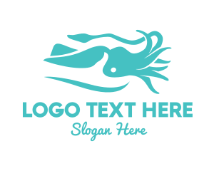 Swimming - Teal Ocean Squid logo design