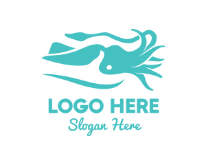 Teal Ocean Squid Logo