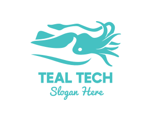 Teal Ocean Squid logo design