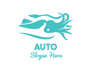 Squiggle - Teal Ocean Squid logo design