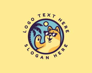Corgi - Summer Beach Dog logo design