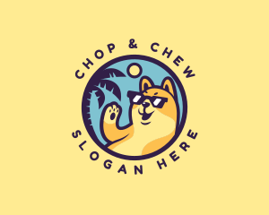 Shiba Inu - Summer Beach Dog logo design