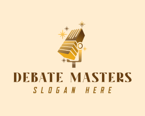 Debate - Elegant Microphone Stars logo design