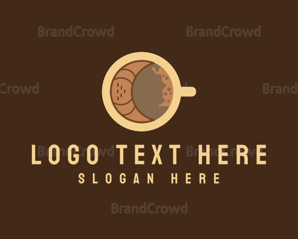 Croissant Coffee Latte Cup Logo