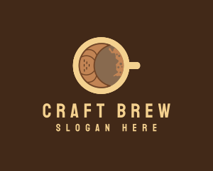 Brewed - Croissant Coffee Latte Cup logo design