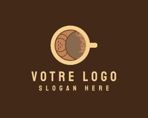 Croissant - Croissant Coffee Latte Cup logo design